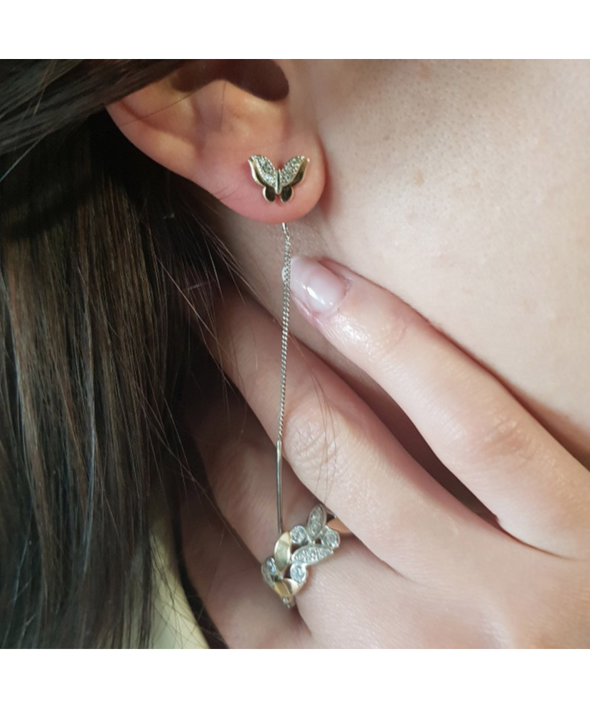 Hõbekõrvarõngad kullatud tsirkoonidega