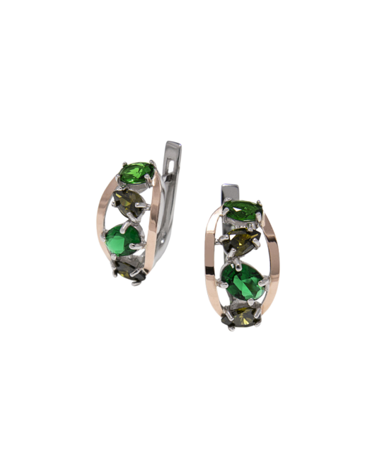 Hõbekõrvarõngad kullatud tsirkoonidega