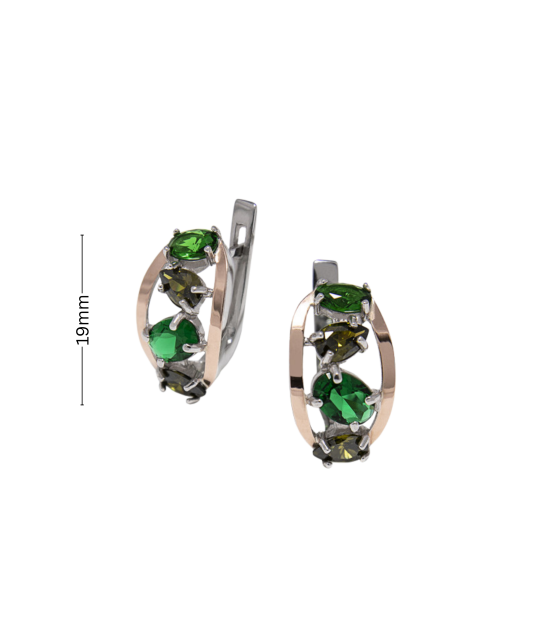 Hõbekõrvarõngad kullatud tsirkoonidega