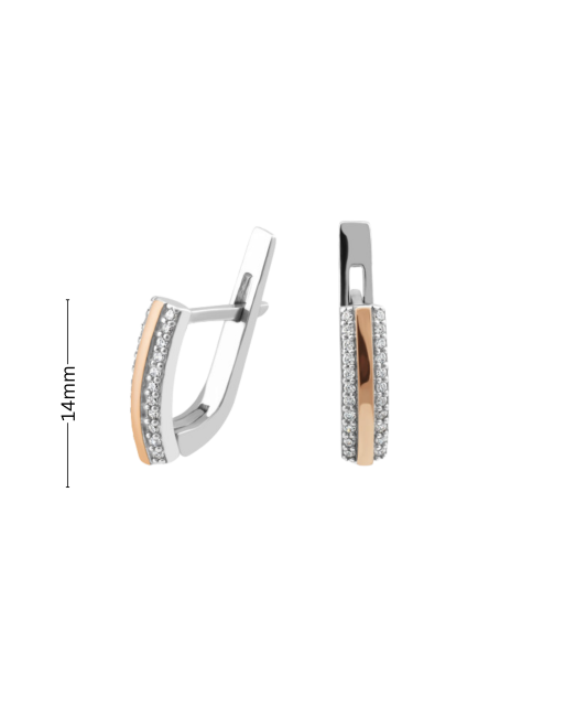 Hõbekõrvarõngad kullatud tsirkoonidega