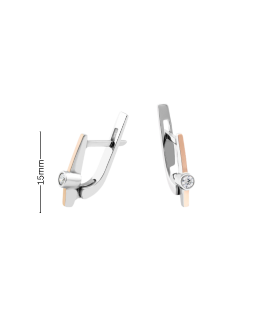 Hõbekõrvarõngad kullatud tsirkoonidega