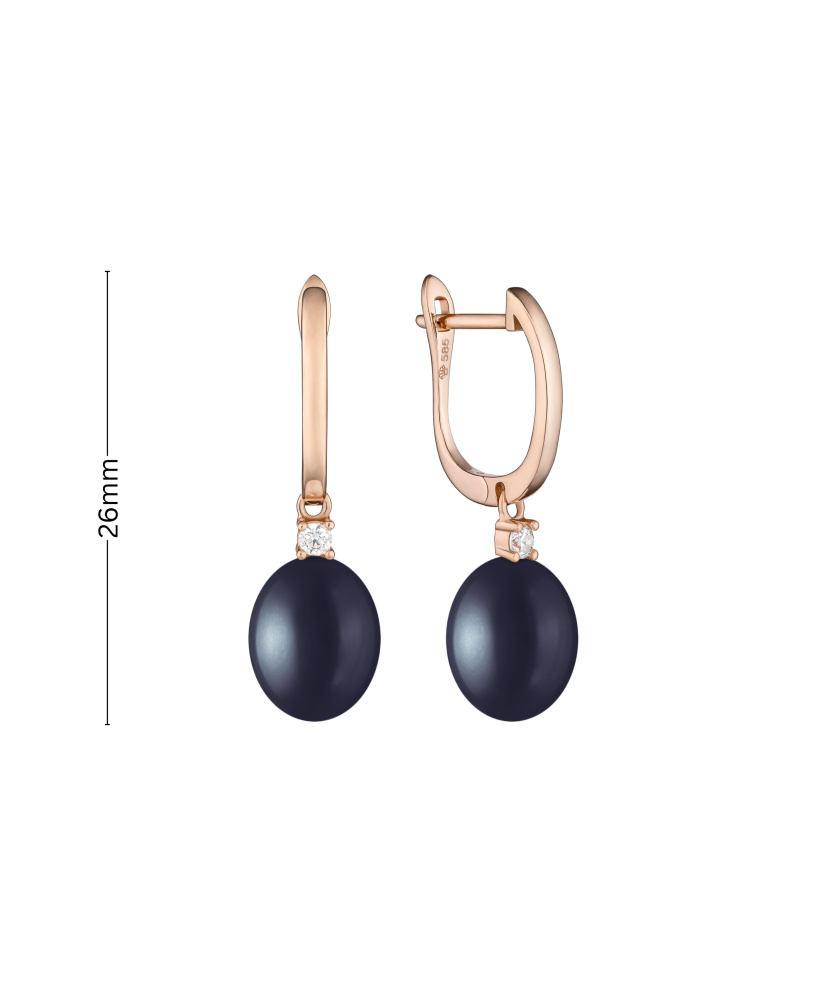 Золотые серьги с жемчугом и цирконами