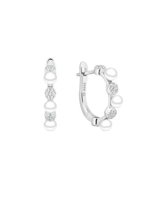 Серьги из серебра с жемчугом и цирконами