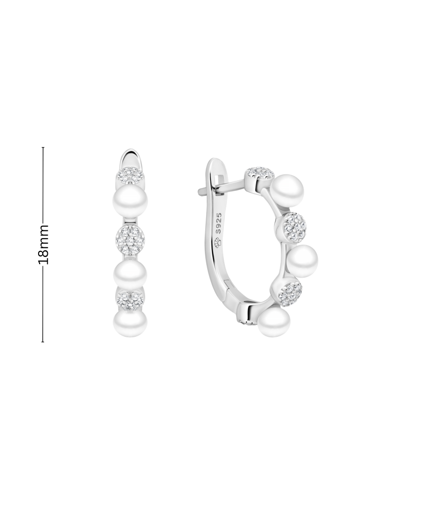 Hõbekõrvarõngad pärlite ja tsirkoonidega