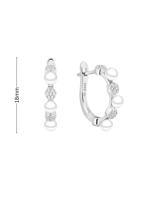 Hõbekõrvarõngad pärlite ja tsirkoonidega