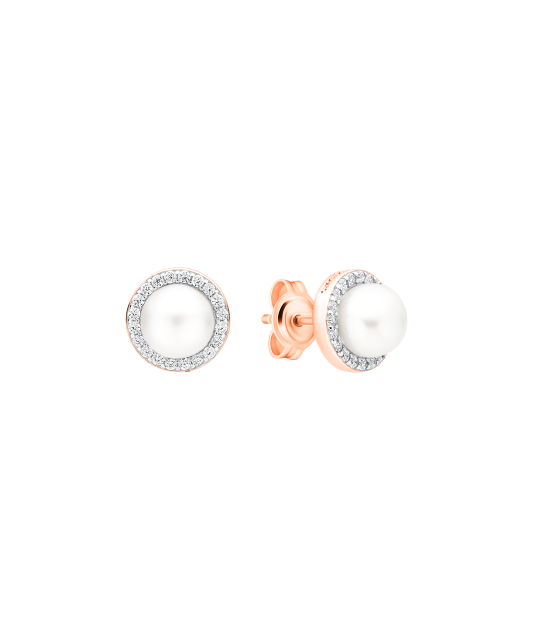 Kullatud Hõbekõrvarõngad pärlite ja tsirkoonidega