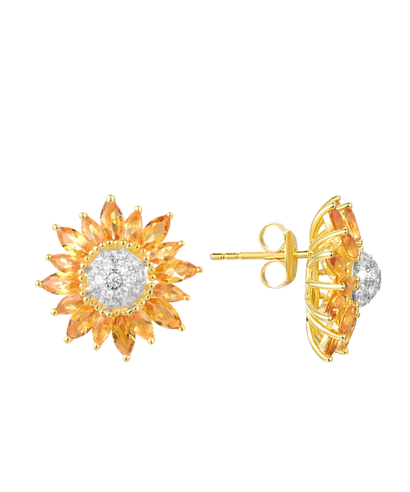 Kullatud Hõbedast kõrvarõngad tsirkoonide ja spinellidega