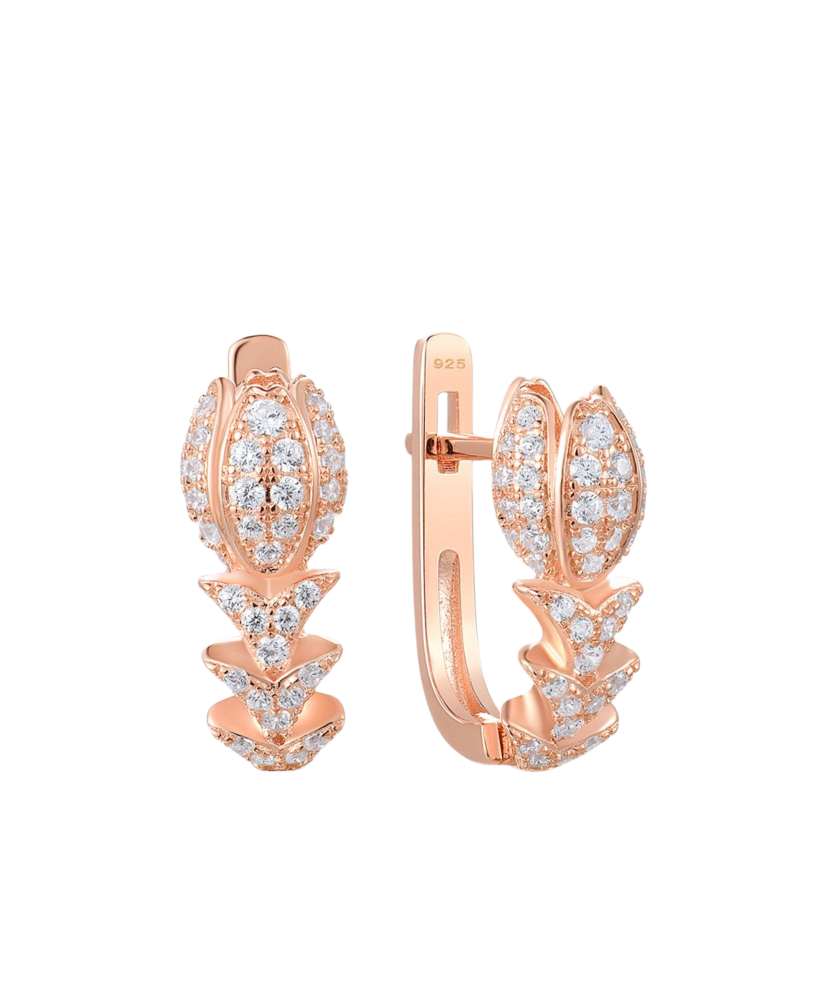 Позолоченные серьги из серебра с цирконами