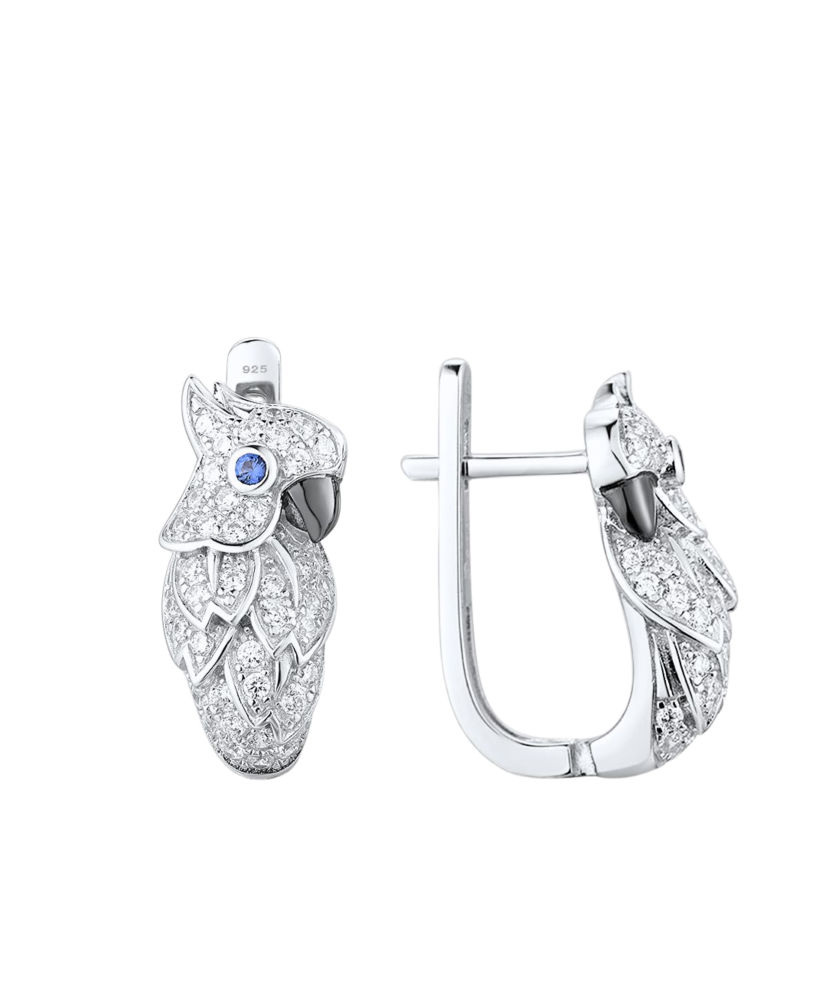 Серебряные серьги со шпинелями и цирконами