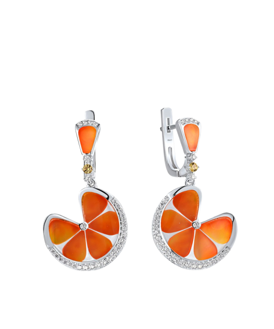 Hõbekõrvarõngad tsirkoonide ja emailiga