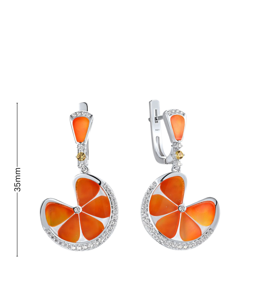 Hõbekõrvarõngad tsirkoonide ja emailiga