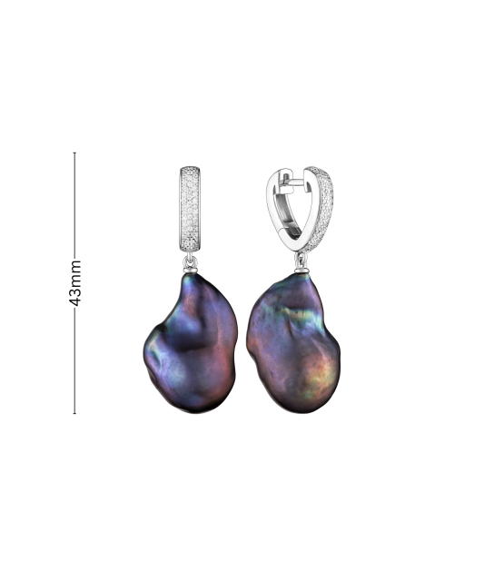 Серьги из серебра с жемчугом и цирконами