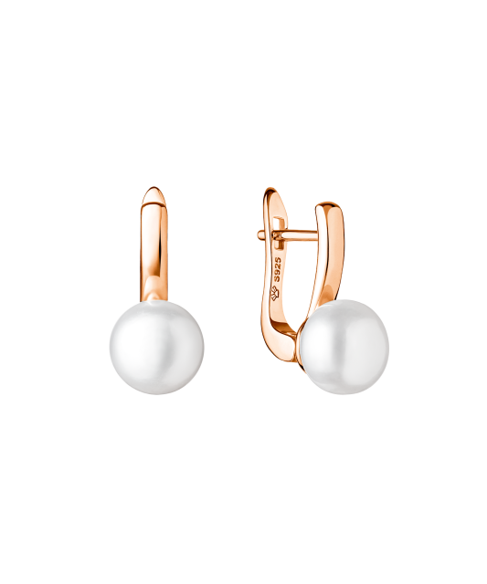 Позолоченные серьги из серебра с жемчугом