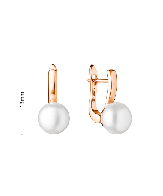 Позолоченные серьги из серебра с жемчугом