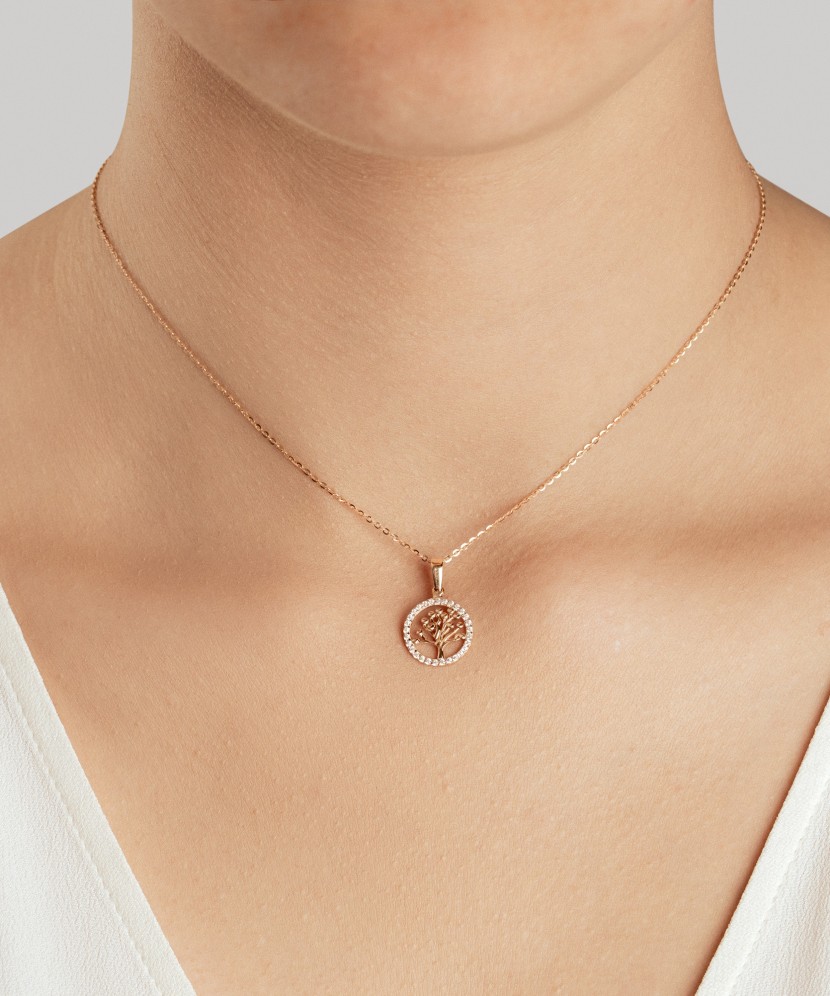 Kuldripats tsirkoonidega "elupuu"