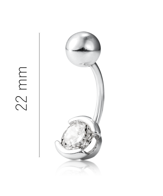 Серебряная серьга в пупок с цирконом