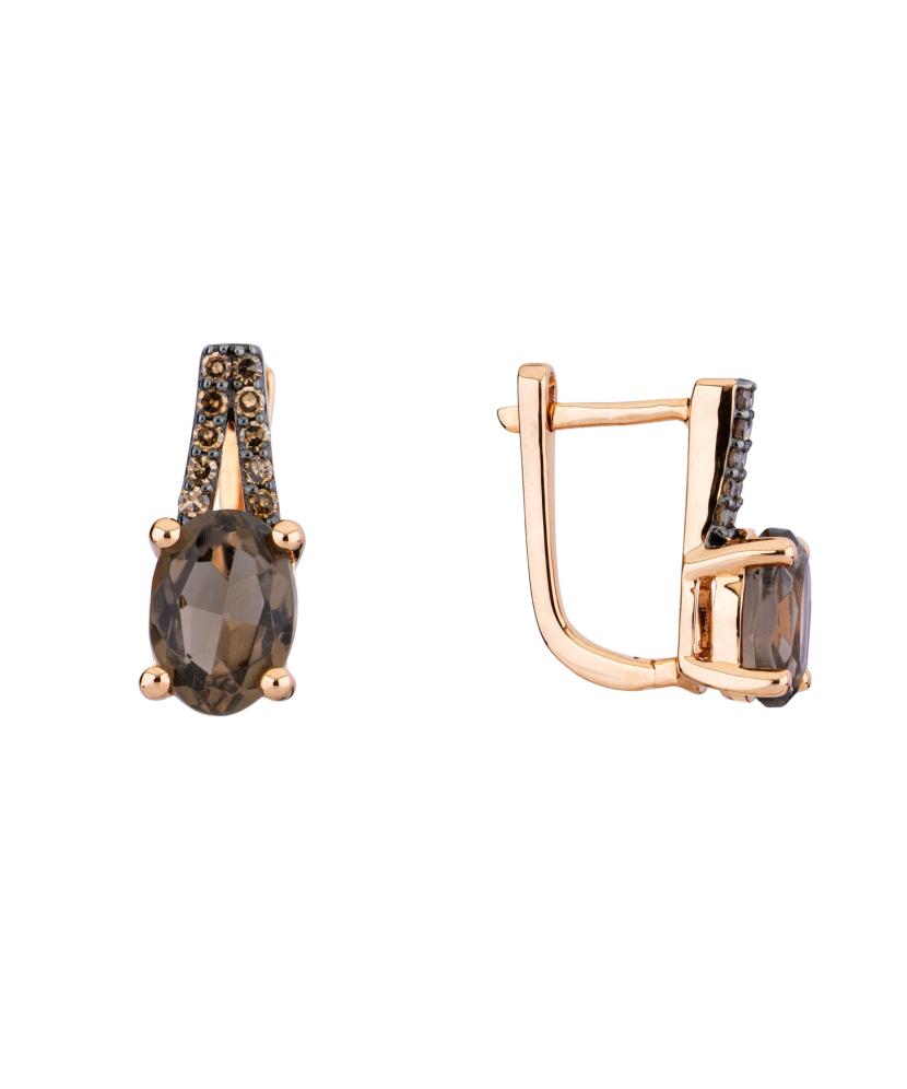 Kuldkõrvarõngad suitsutopaasidega ja briljantidega