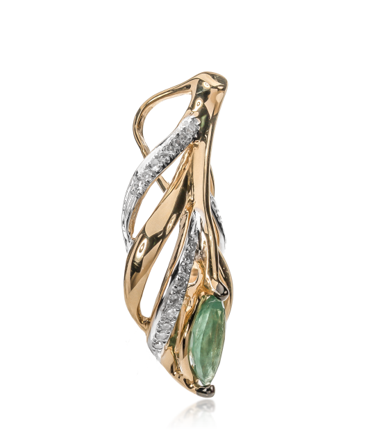 Kollase kulla ripats teemantide ja smaragdiga