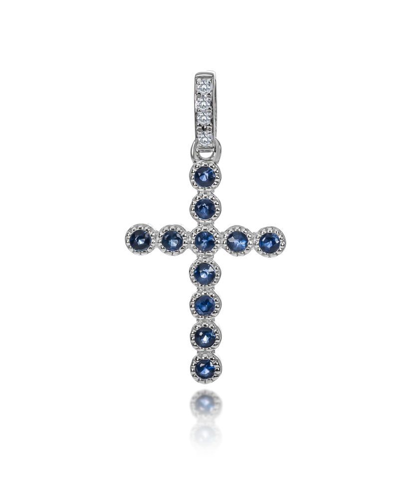 Valgest kullast ripats safiiridega