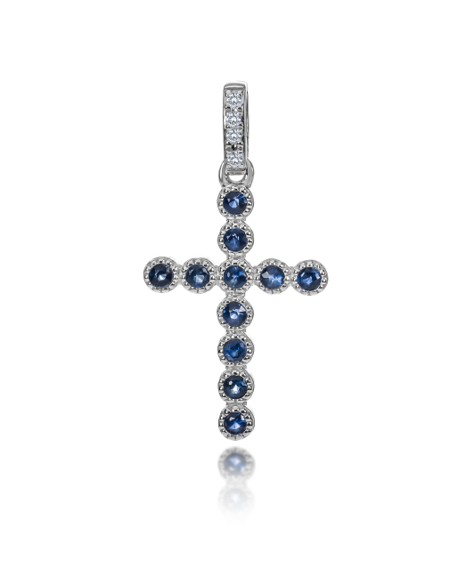 Valgest kullast ripats safiiridega