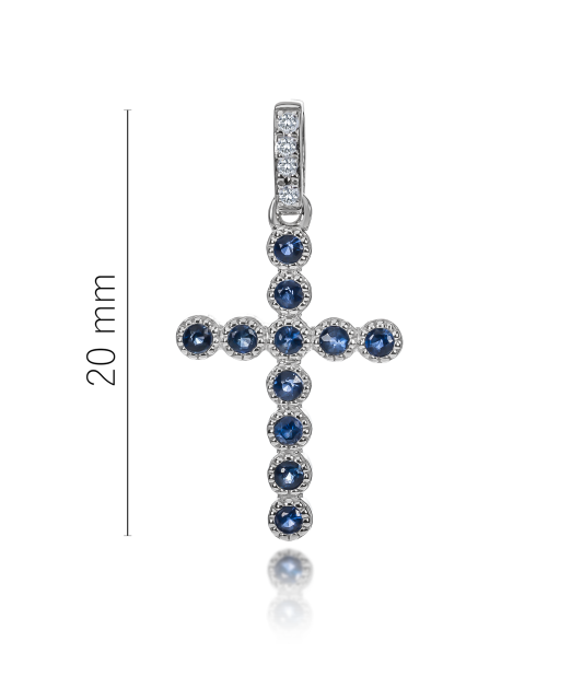 Подвеска из белого золота с сапфирами