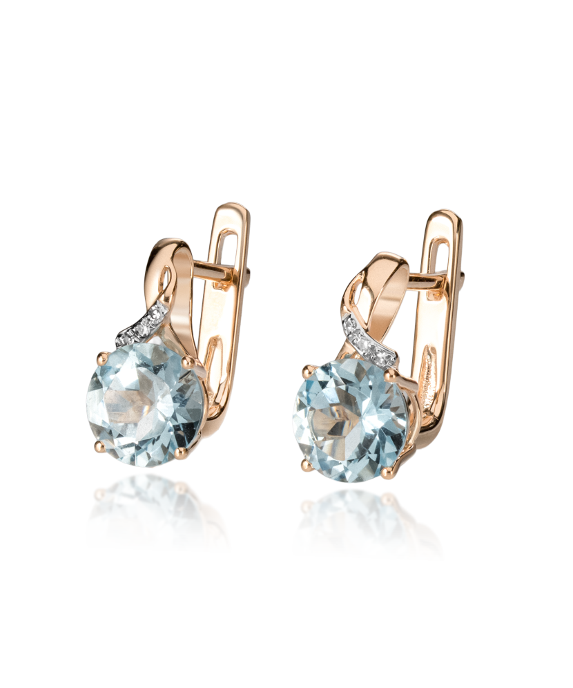 Золотые серьги с алмазами и топазами