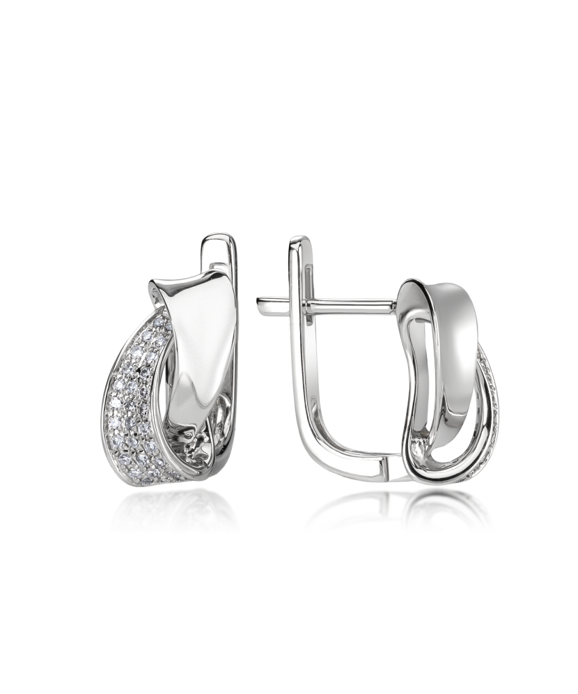 Valgest kullast kõrvarõngad teemantidega