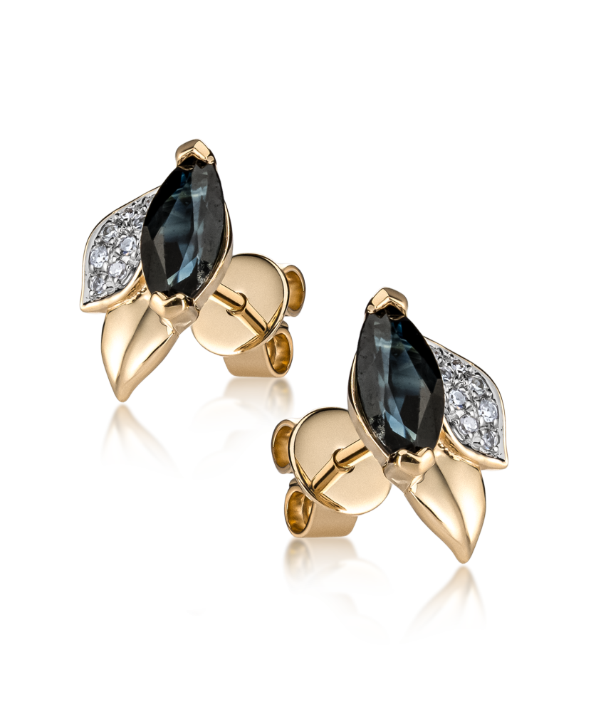 Серьги из желтого золота с сапфирами и бриллиантами