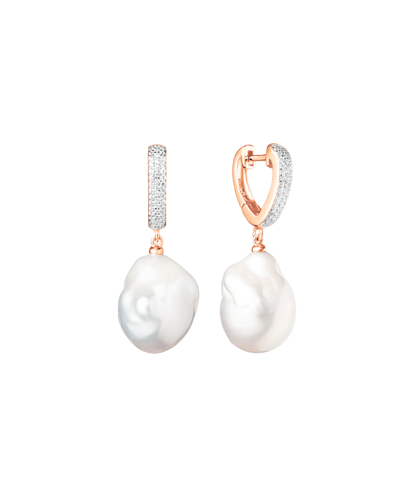 Позолоченные серебряные серьги с жемчугом Касуми и цирконами