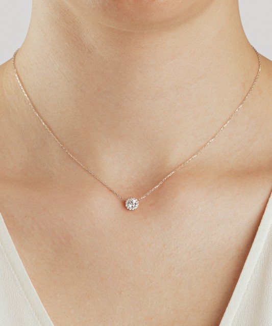 Цепочка из белого золота с подвеской из циркона