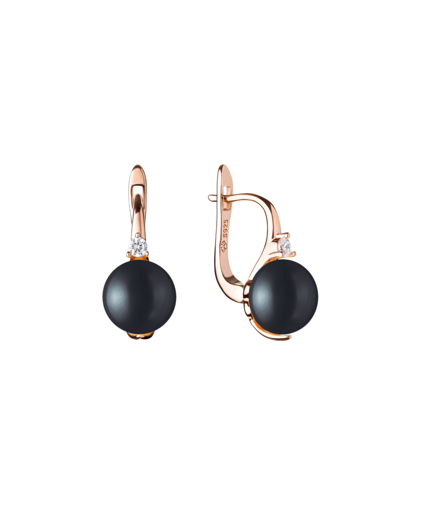 Серьги из позолоченного серебра с жемчугом и цирконами