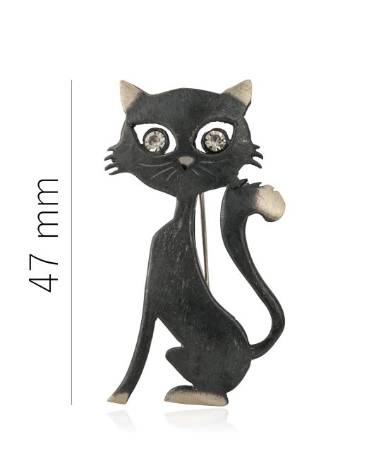 Hõbedane pross kristallidega "Kass"