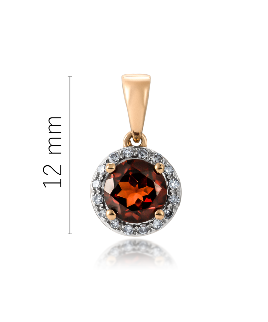 Kuldne ripats granaadi ja teemantidega "Süda"