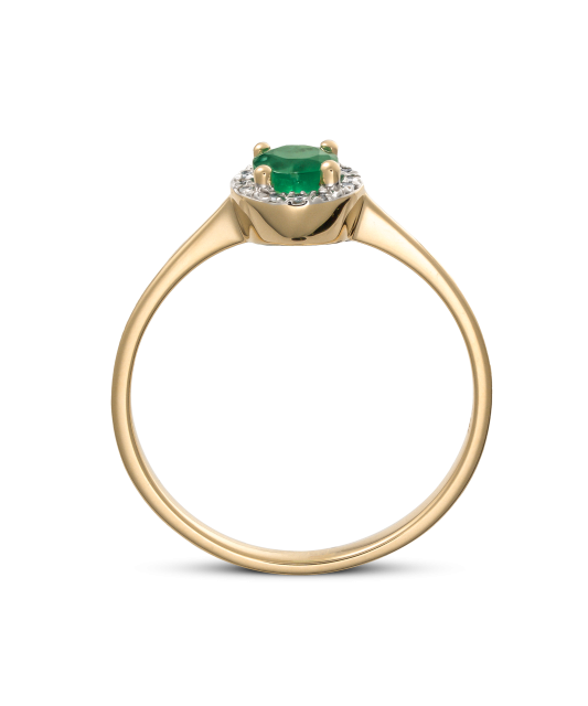 Kollase kulla sõrmus smaragdi ja teemantidega