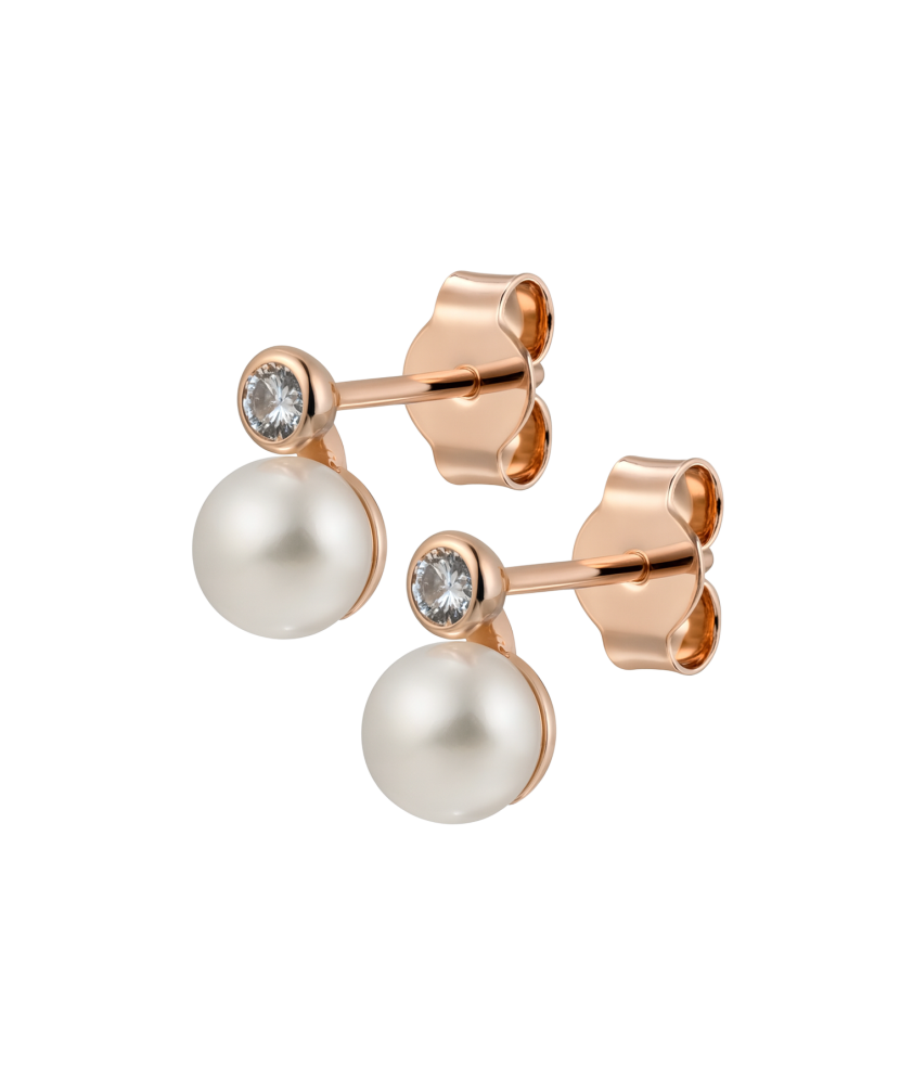 Kuldkõrvarõngad pärlite ja tsirkoonidega