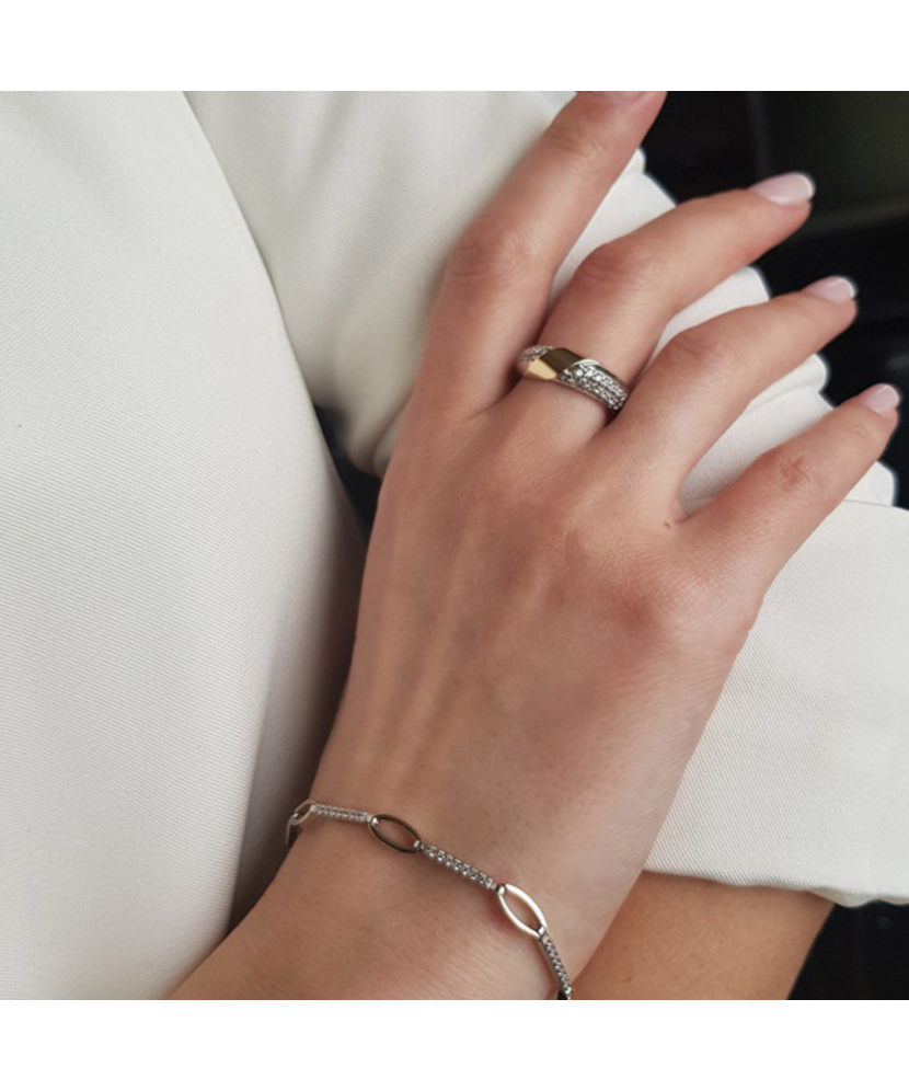 Hõbekäevõru tsirkoonidega kullatud