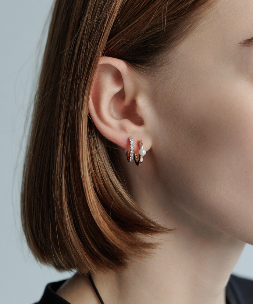 Kullatud Hõbekõrvarõngad pärlite ja tsirkoonidega