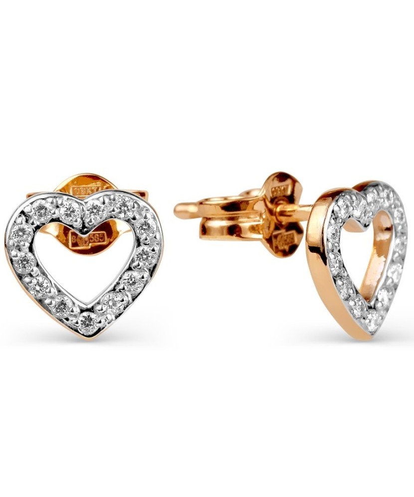 Auksiniai auskarai su cirkoniais "Širdelės" Goldinga T142025736