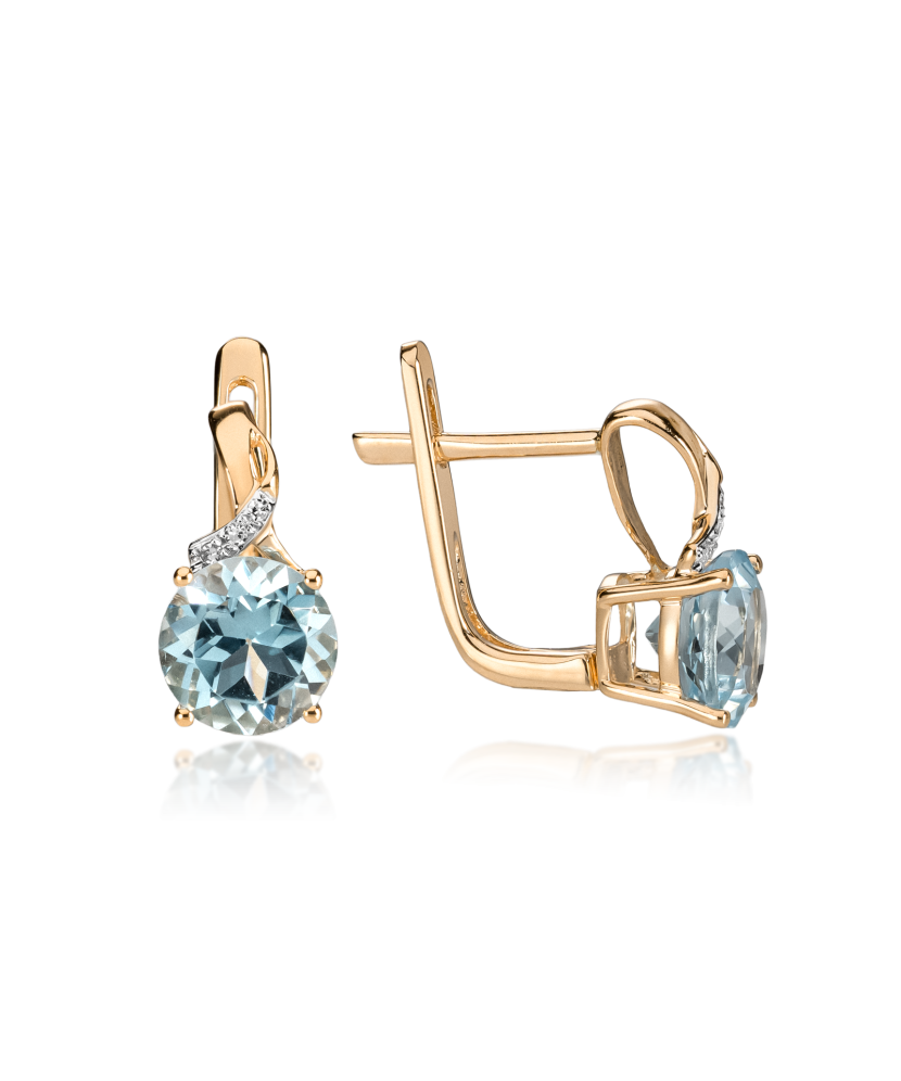 Kollase kulla kõrvarõngad topaaside ja teemantidega