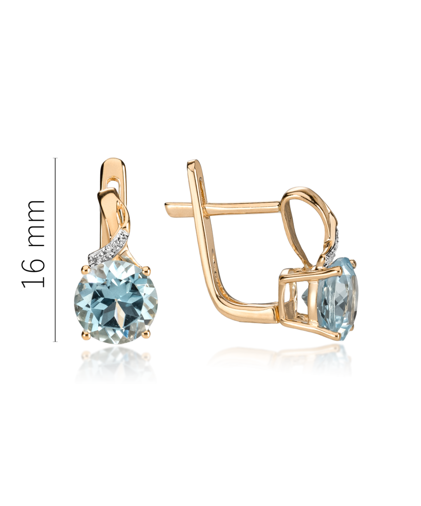 Kollase kulla kõrvarõngad topaaside ja teemantidega