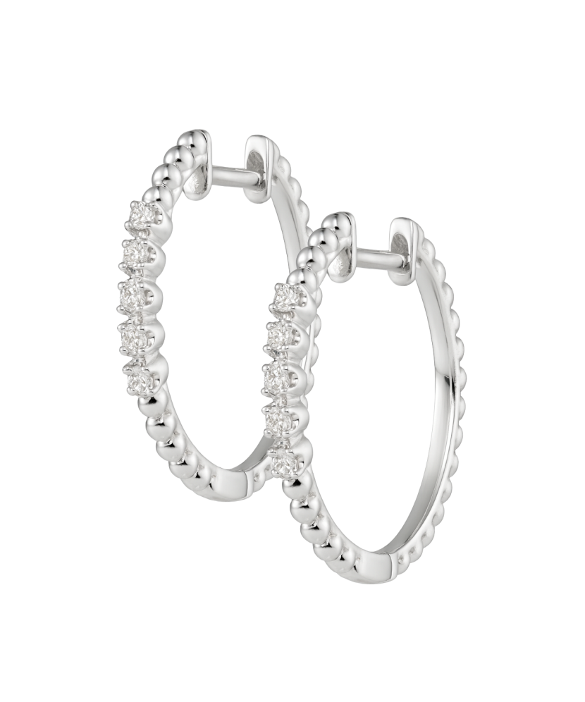 Valgest kullast kõrvarõngad teemantidega