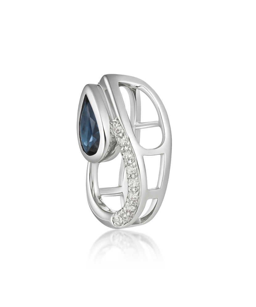 Valgest kullast ripats safiiri ja teemantidega