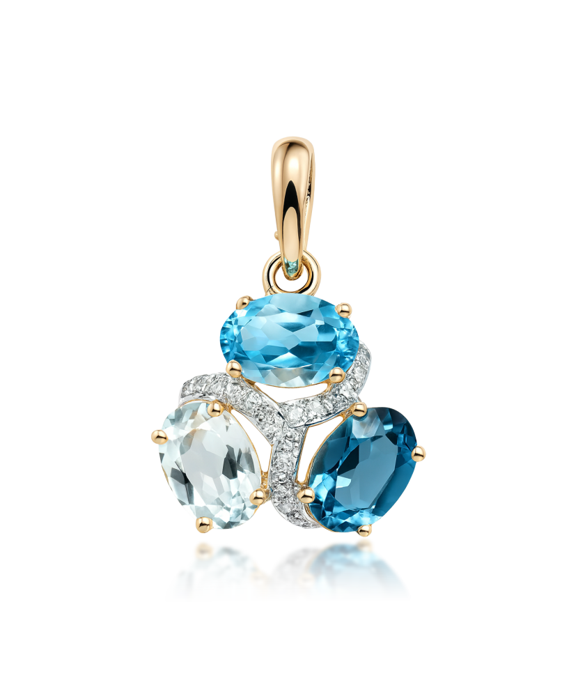 Подвеска из желтого золота с лондонскими топазами, топазами и бриллиантами