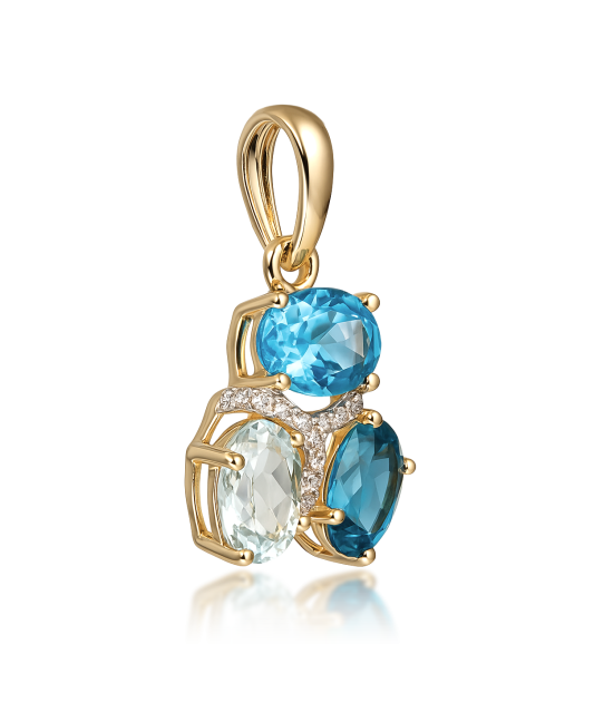 Kollase kulla ripats Londoni topaaside, topaaside ja teemantidega