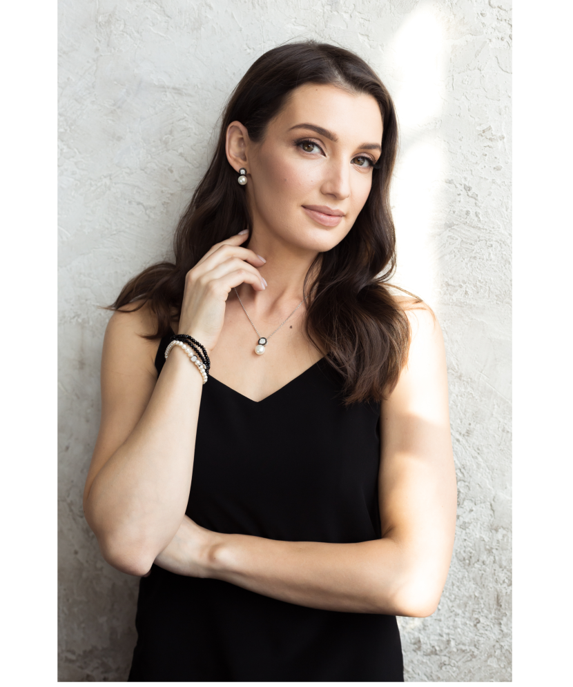 Серьги из серебра с жемчугом и цирконами