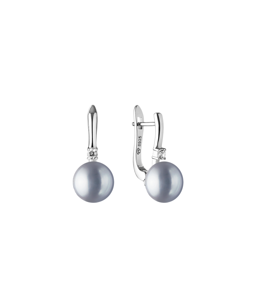 Серьги из серебра с жемчугом и цирконами