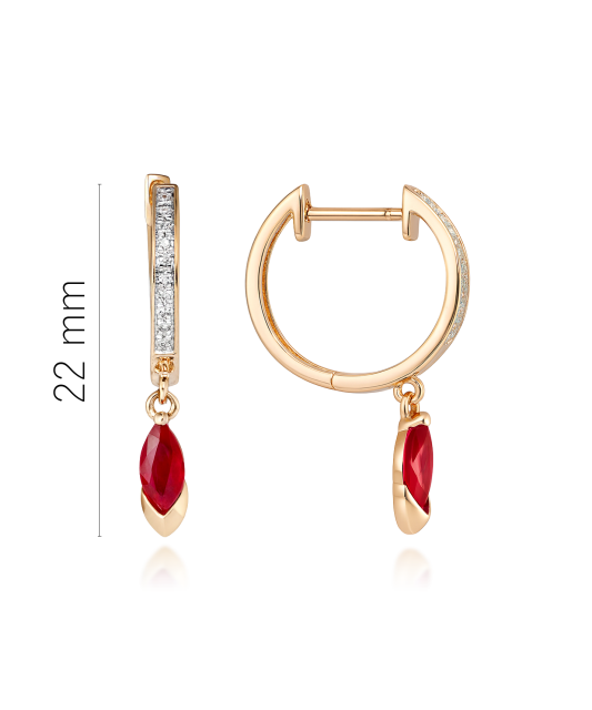 Золотые серьги с рубинами и бриллиантами