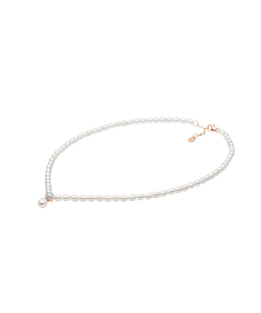 Kullatud hõbeda ja tsirkooni ripatsiga pärlikaelakee