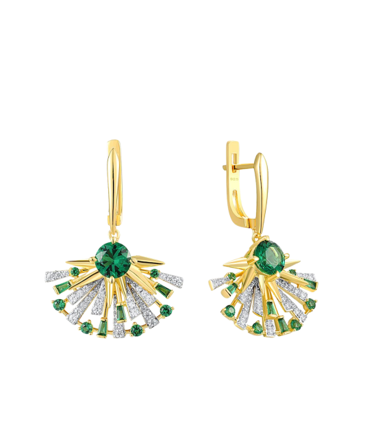 Kullatud Hõbedast kõrvarõngad tsirkoonide ja spinellidega