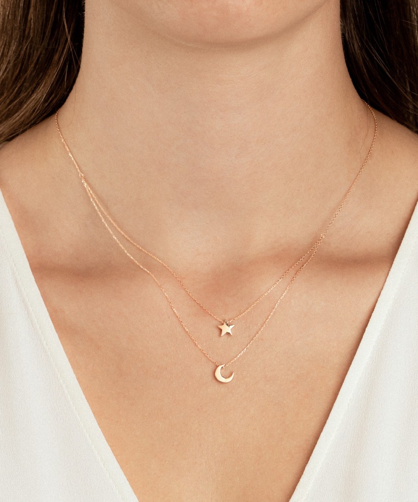 Kahekordne kuldkett ripatsitega "Täht ja kuu" - Goldinga